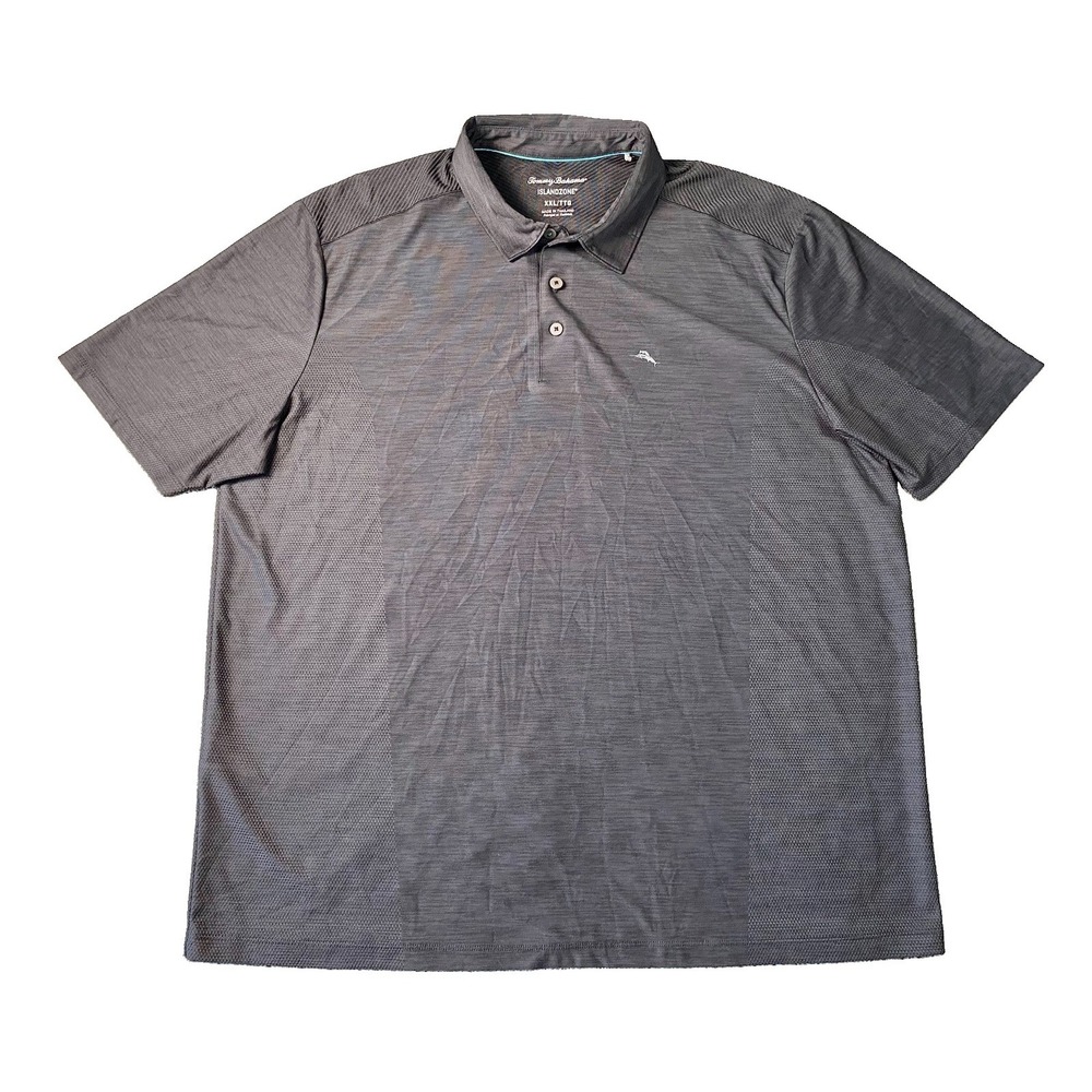 Tommy Bahama Island Zone Performance Polo Shirt Mens 2XL Gray Short Sleeve Logo